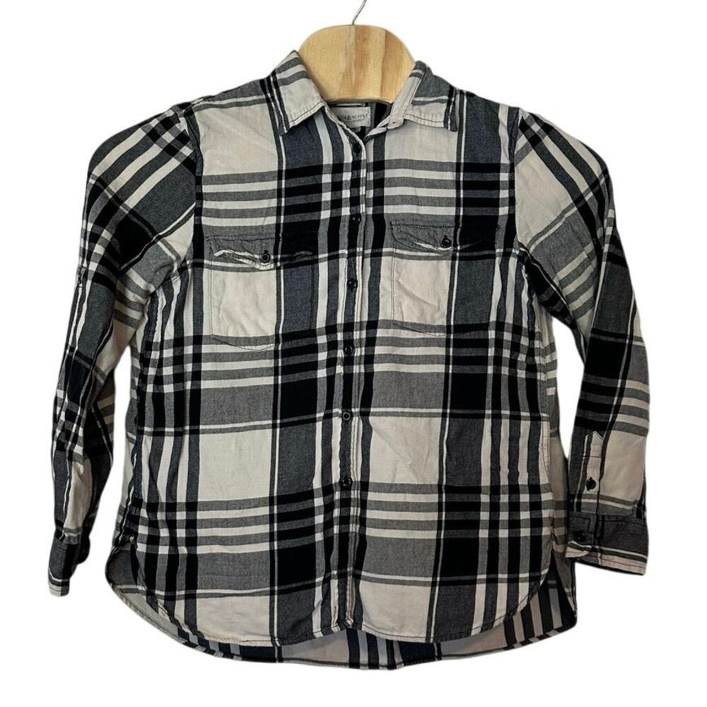 Ralph Lauren Denim & Supply Womens Button Down Plaid Flannel Shirt Size L Cotton